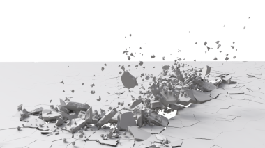 Şeffaf arkaplanda yer yıkımının 3 boyutlu çizimi. Toprak tahribatının 3 boyutlu görüntüsü şeffaf bir arkaplanda izole edilmiş. PNG dosyası.