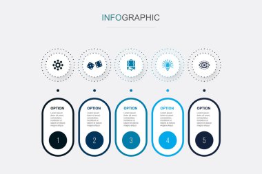 Fırsat, şans, iş, fikir, vizyon simgeleri Infographic tasarım şablonu. 5 adımlı yaratıcı kavram