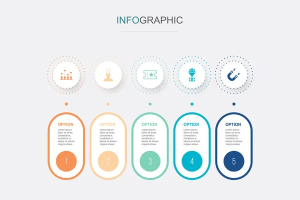 Campaña Publicitaria Inspiración Cupón Conversión Plomo Atraer Plantilla Diseño Infográfico — Vector de stock