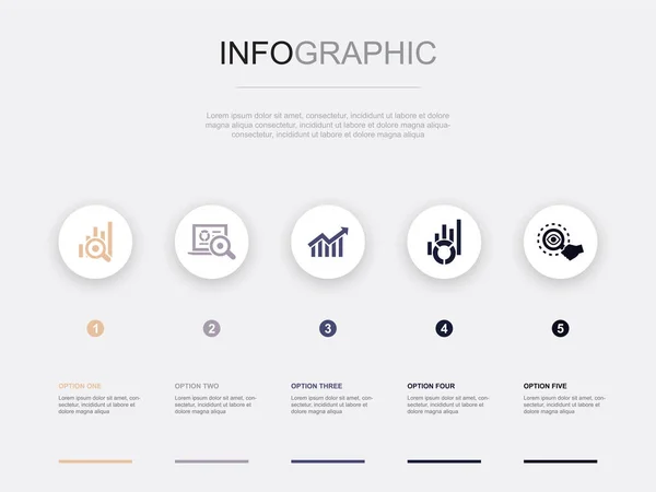 Výzkum Monitoring Trend Statistiky Inspekční Ikony Infographic Design Template Tvůrčí — Stockový vektor
