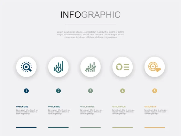 Analytics Data Visualization Linear Graph Info Chart Web Research Icons — Vector de stock