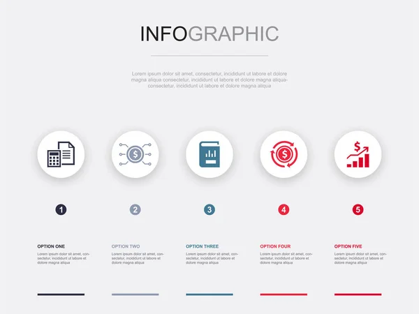 Buchhaltung Vermögen Geschäftsbericht Jahresüberschuss Gewinnsymbole Infografik Design Vorlage Kreatives Konzept — Stockvektor
