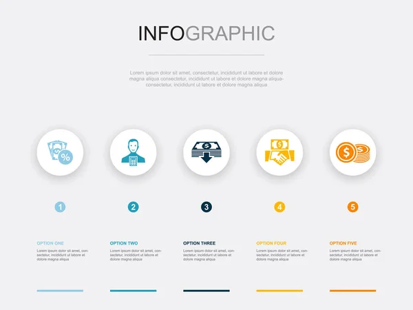 Taxes Accountant Deposit Investment Expenses 아이콘 Infographic Design Template 단계가 — 스톡 벡터