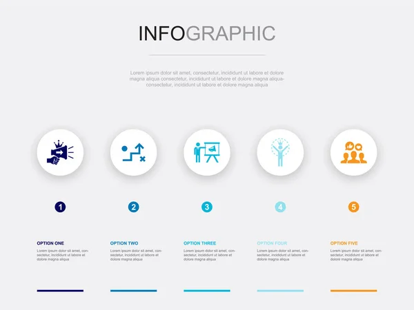 Markenförderung Strategie Marketing Persönliche Marke Markenbindung Symbole Infografik Design Vorlage — Stockvektor