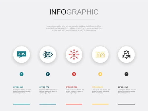Werbung Vision Markenbewusstsein Corporate Identity Vertrauenssymbole Infografik Design Vorlage Kreatives — Stockvektor