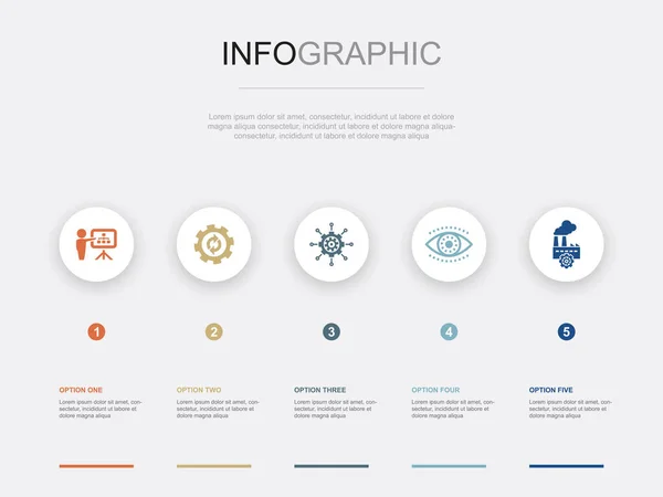 Geschäftsplanung Prozess Management Vision Produktionsikonen Infografik Design Vorlage Kreatives Konzept — Stockvektor