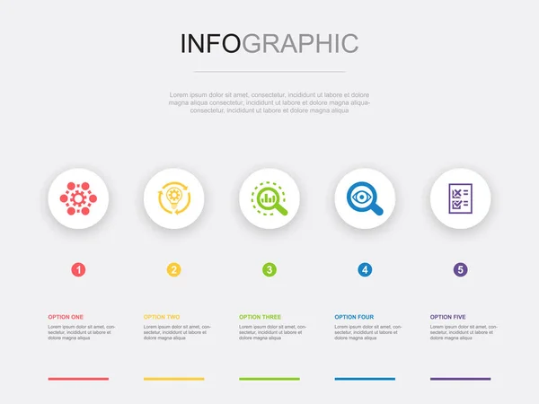 비즈니스 프로세스 아이콘 Infographic 디자인 템플릿 테스트 단계가 크리에이티브 — 스톡 벡터