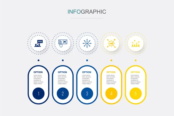 Werbeagentur Werbebanner Markenbewusstsein Social Media Anzeigen Ikonen Der Anzeigenkampagne Infografik — Stockvektor