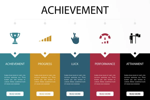 Úspěch Pokrok Štěstí Výkon Dosažené Ikony Infographic Design Šablona Tvůrčí — Stockový vektor