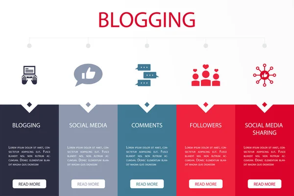 Blogging Social Media Commenti Follower Social Media Sharing Icons Modello — Vettoriale Stock