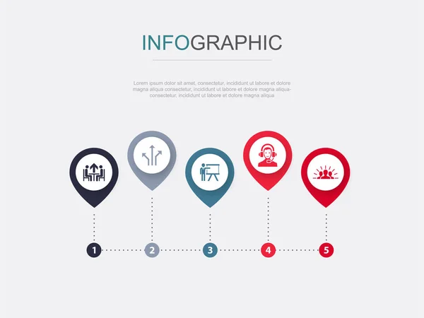 Mentorálás Irány Képzés Támogatás Motiváció Ikonok Infografika Design Sablon Kreatív — Stock Vector