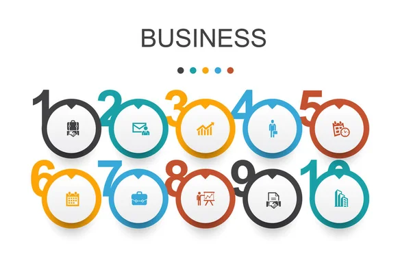 ビジネスインフォグラフィックデザインテンプレート ビジネスマン ブリーフケース カレンダー チャートシンプルなアイコン — ストックベクタ