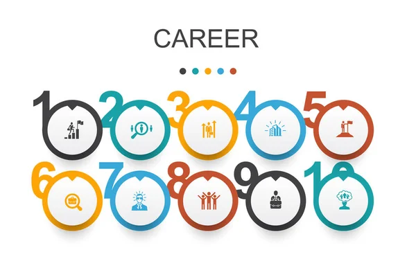 Career Infographic Design Template Company Leadership Embauche Recherche Emploi Icônes — Image vectorielle