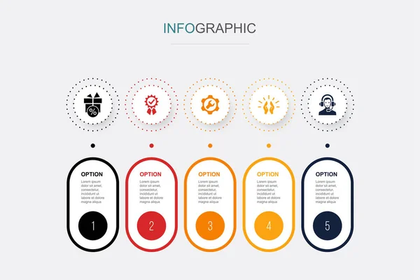 Loyalitätsprogramm Qualität Service Respekt Unterstützung Symbole Infografik Design Vorlage Kreatives — Stockvektor