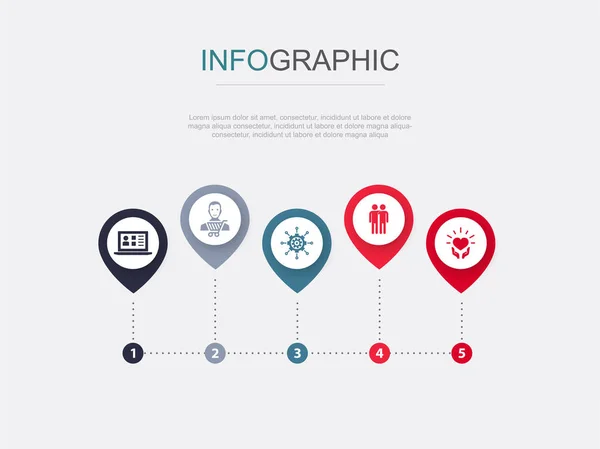 Crm Ügyfél Menedzsment Kapcsolat Ápolás Ikonok Infografika Design Sablon Kreatív — Stock Vector