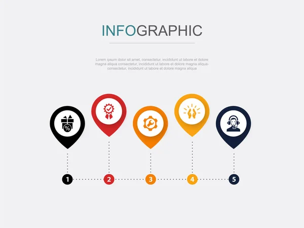 stock vector loyalty program, quality, service, respect, support icons Infographic design template. Creative concept with 5 steps