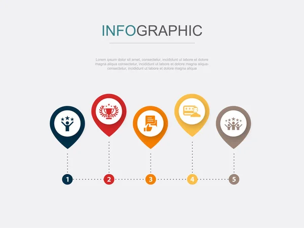 Ügyfélhűség Jutalom Visszajelzés Hűségkártya Elégedettségi Ikonok Infographic Design Template Kreatív — Stock Vector