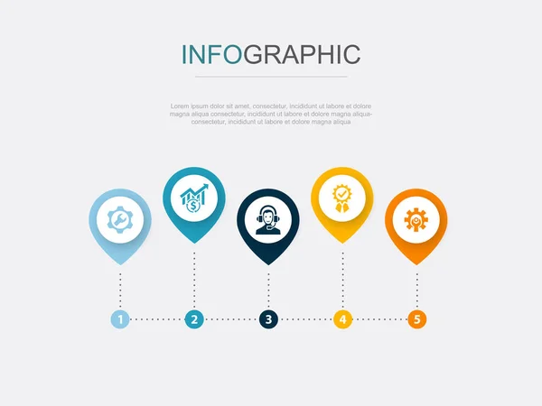 서비스 최적화 아이콘 Infographic Design Template 단계가 크리에이티브 — 스톡 벡터