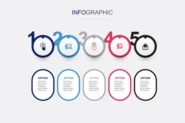 Interaktive Online Lehrer Globale Bildung Seminar Wissen Symbole Infografik Design — Stockvektor