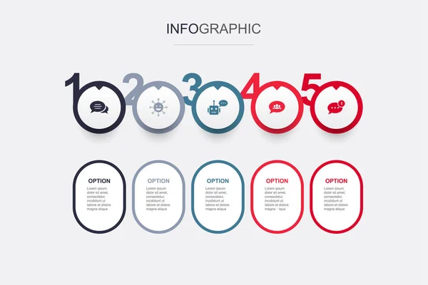 Nachricht Emoji Chatbot Gruppenchat Neue Nachrichtensymbole Infografik Design Vorlage Kreatives — Stockvektor