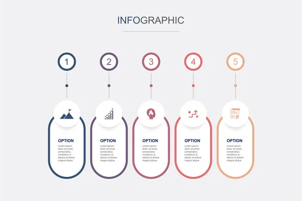Missie Groei Passie Strategie Declaratie Pictogrammen Infographic Design Template Creatief — Stockvector