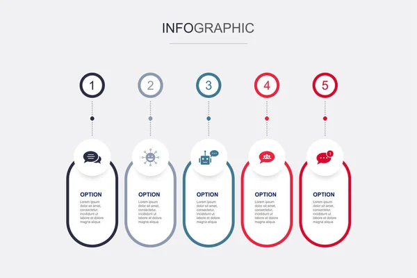 Bericht Emoji Chatbot Groep Chat Nieuwe Bericht Pictogrammen Infographic Design — Stockvector