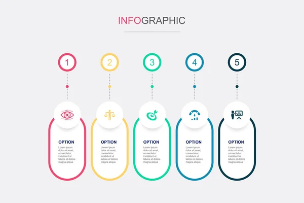 Visie Ethiek Doel Prestaties Planning Pictogrammen Infographic Design Template Creatief — Stockvector