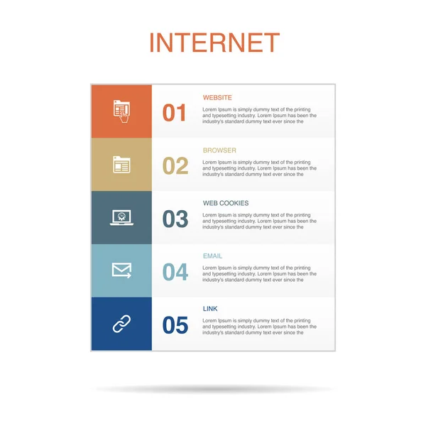 Webové Stránky Prohlížeč Webové Cookies Mail Ikony Link Infographic Design — Stockový vektor