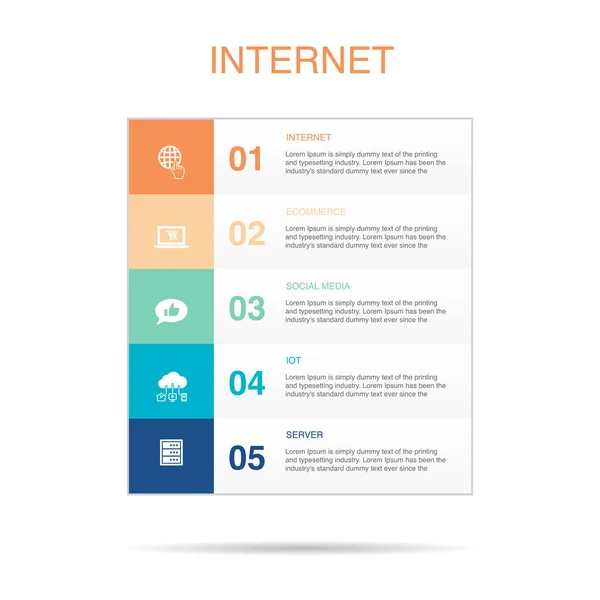 Internet Eommerce Sociální Média Iot Serverové Ikony Infographic Design Template — Stockový vektor