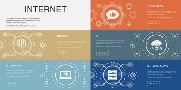 Internet Commerce Social Media Iot Ikony Serwerów Szablon Projektu Infograficznego — Wektor stockowy