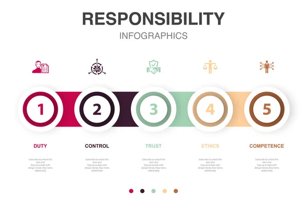 Duty Control Trust Ethics Competence Icons Plantilla Diseño Infográfico Concepto — Archivo Imágenes Vectoriales