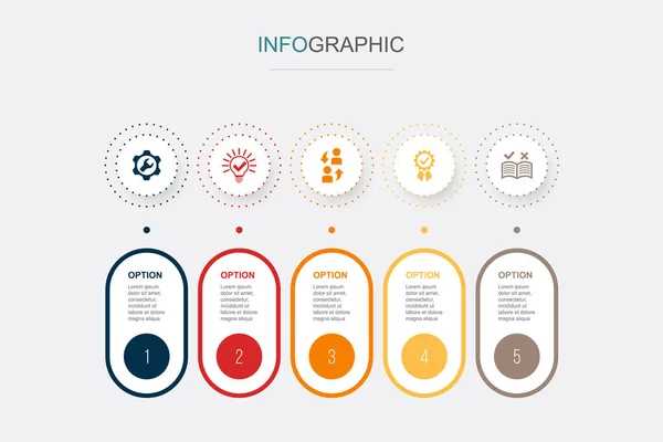 Service Lösung Hilfe Qualität Leitfaden Symbole Infografik Design Vorlage Kreatives — Stockvektor