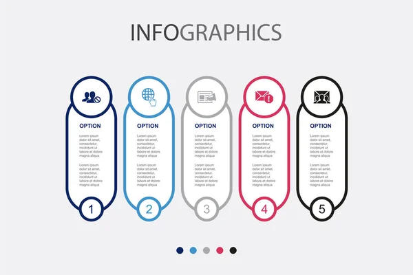 Blacklist Internet Content Marketing Spam Abonneelijst Pictogrammen Infographic Design Template — Stockvector