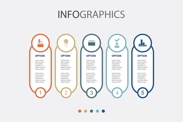 Verkiezingen Stemmen Stembus Kandidaat Uitslag Poll Pictogrammen Infographic Design Template — Stockvector