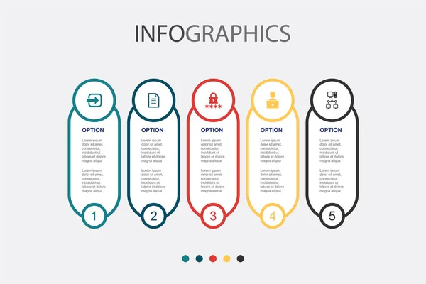 Toegang Document Wachtwoord Gebruiker Intranet Pictogrammen Infographic Design Template Creatief — Stockvector