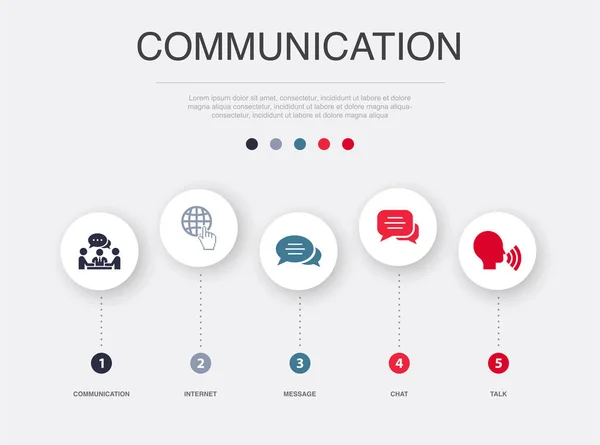 Comunicación Internet Mensaje Chat Iconos Conversación Plantilla Diseño Infográfico Concepto — Archivo Imágenes Vectoriales