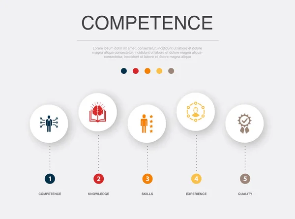 Kompetencia Tudás Készségek Tapasztalat Minőségi Ikonok Infografikai Tervezési Sablon Kreatív — Stock Vector