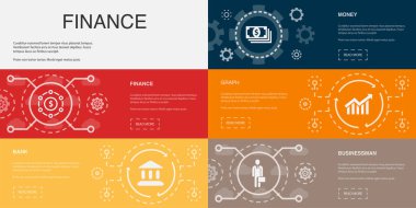 Finans, Banka, Para, Grafik, İş Adamı simgeleri Infographic tasarım şablonu. 5 adımlı yaratıcı kavram