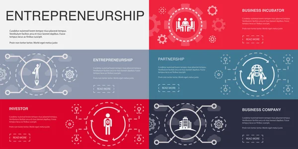 Entrepreneuriat Investisseur Incubateur Entreprises Partenariat Entreprise Icônes Modèle Conception Infographique — Image vectorielle