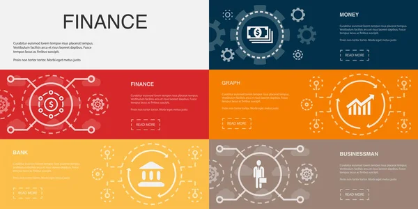 Financiën Bank Geld Grafiek Zakenman Pictogrammen Infographic Design Template Creatief — Stockvector