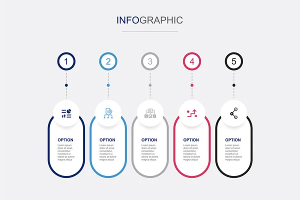 Infographics Regelgeving Mediaplan Strategie Deel Pictogrammen Infographic Design Template Creatief — Stockvector