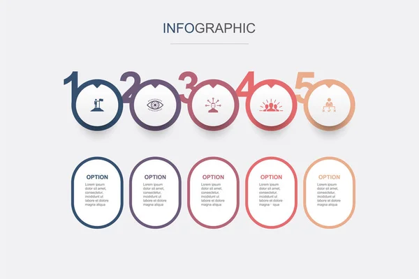 Führung Vision Verantwortung Motivation Entscheidungssymbole Infografik Design Vorlage Kreatives Konzept — Stockvektor