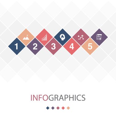 Görev, büyüme, tutku, strateji, beyan simgeleri Infographic tasarım şablonu. 5 adımlı yaratıcı kavram