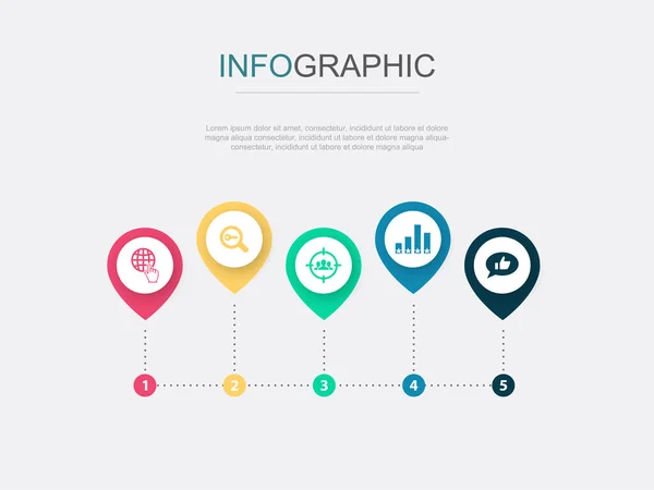 Internet Keyword Zielgruppe Ranking Social Media Symbole Infografik Design Vorlage — Stockvektor