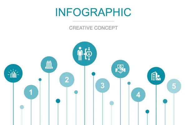 Unternehmen Büro Manager Investitionen Ceo Symbole Infografik Design Vorlage Kreatives — Stockvektor