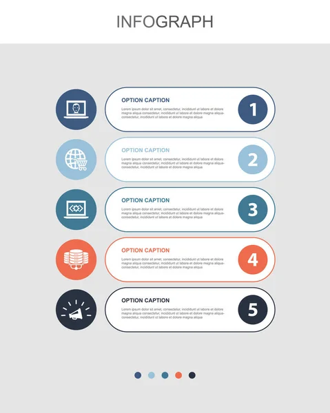 Business Commerce Web Development Data Center Digital Marketing Icons Infographic — Vector de stock