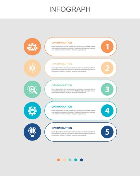 Entwicklung Management Analyse Teamarbeit Intelligente Symbole Infografik Design Vorlage Kreatives — Stockvektor