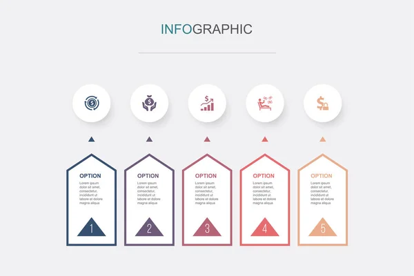 Inkomen Geld Besparen Winst Passieve Inkomsten Vastrentende Pictogrammen Infographic Design — Stockvector