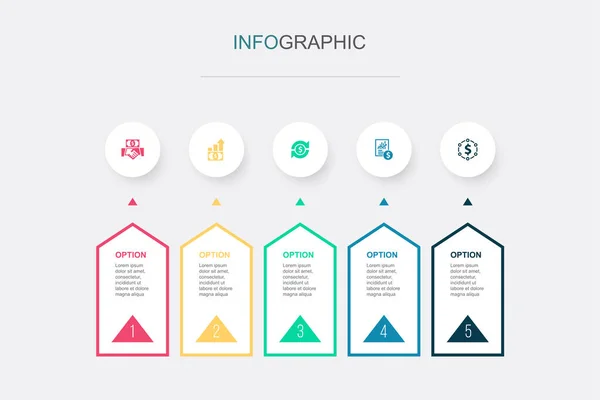 Investeringen Winstgevendheid Rendement Van Investeringen Winst Verliesrekening Aandelenpictogrammen Infographic Design — Stockvector