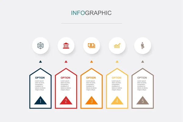 Finanzen Bank Geld Grafik Geschäftsmann Symbole Infografik Design Vorlage Kreatives — Stockvektor